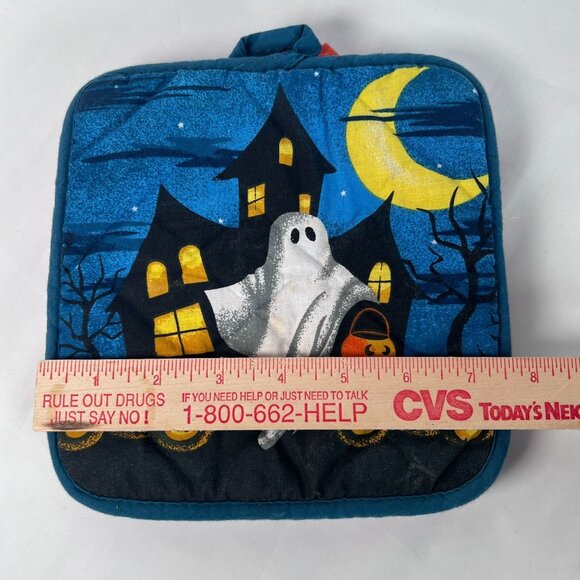 Halloween Themed Potholder Set of 3 Ghost Skeleton Mummy Hot pads Orange Blue - Picture 10 of 10
